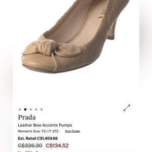 Prada Women's Beige Leather Bow Heels